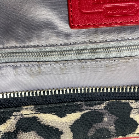 COACH VINTAGE LEOPARD PRINT TOTE WITH RED LEATHER TRIM - Picture 15 of 15